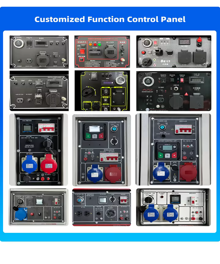 Supplier-provided generator control-panel configuration reference sheet
