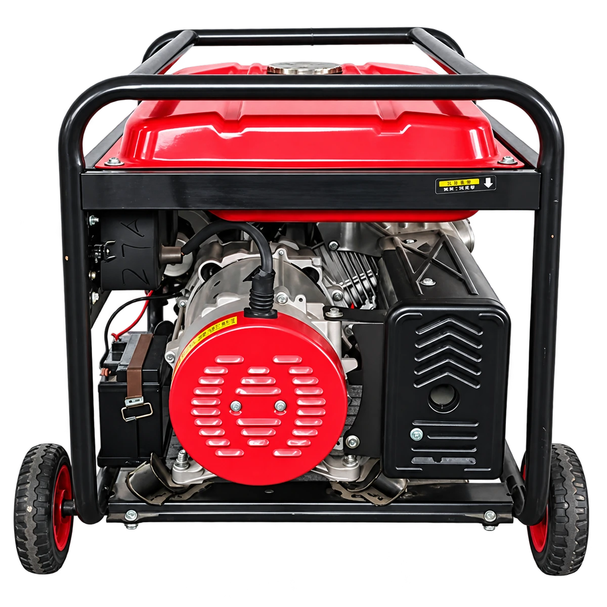 Engine-side view of the red BEAR 4200W open-frame gasoline generator