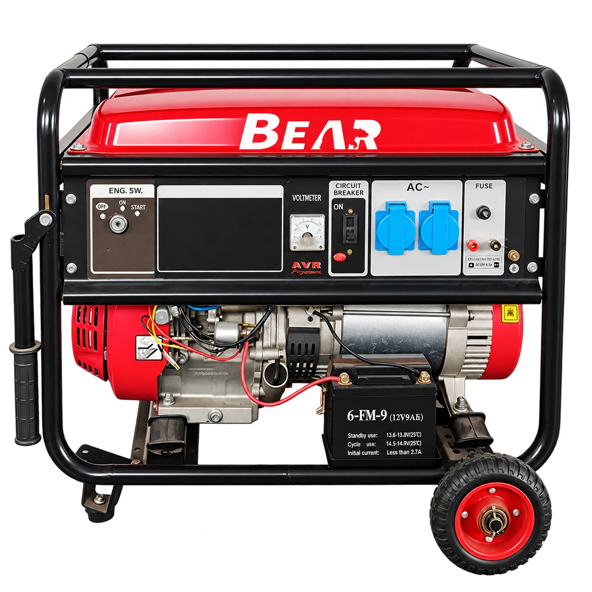 Red BEAR 4200W open-frame gasoline generator shown from the control-panel side