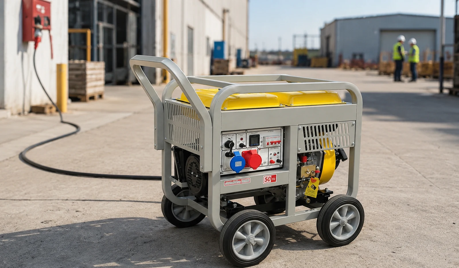 DG12000E3-3D generator shown in an industrial worksite concept scene