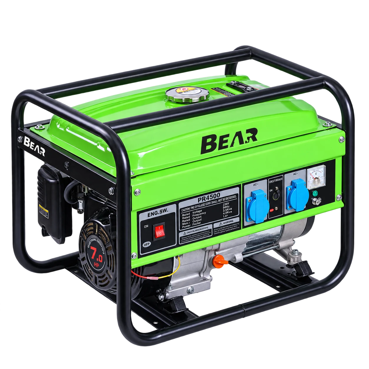 Green BEAR PR4500 open-frame generator, front three-quarter view