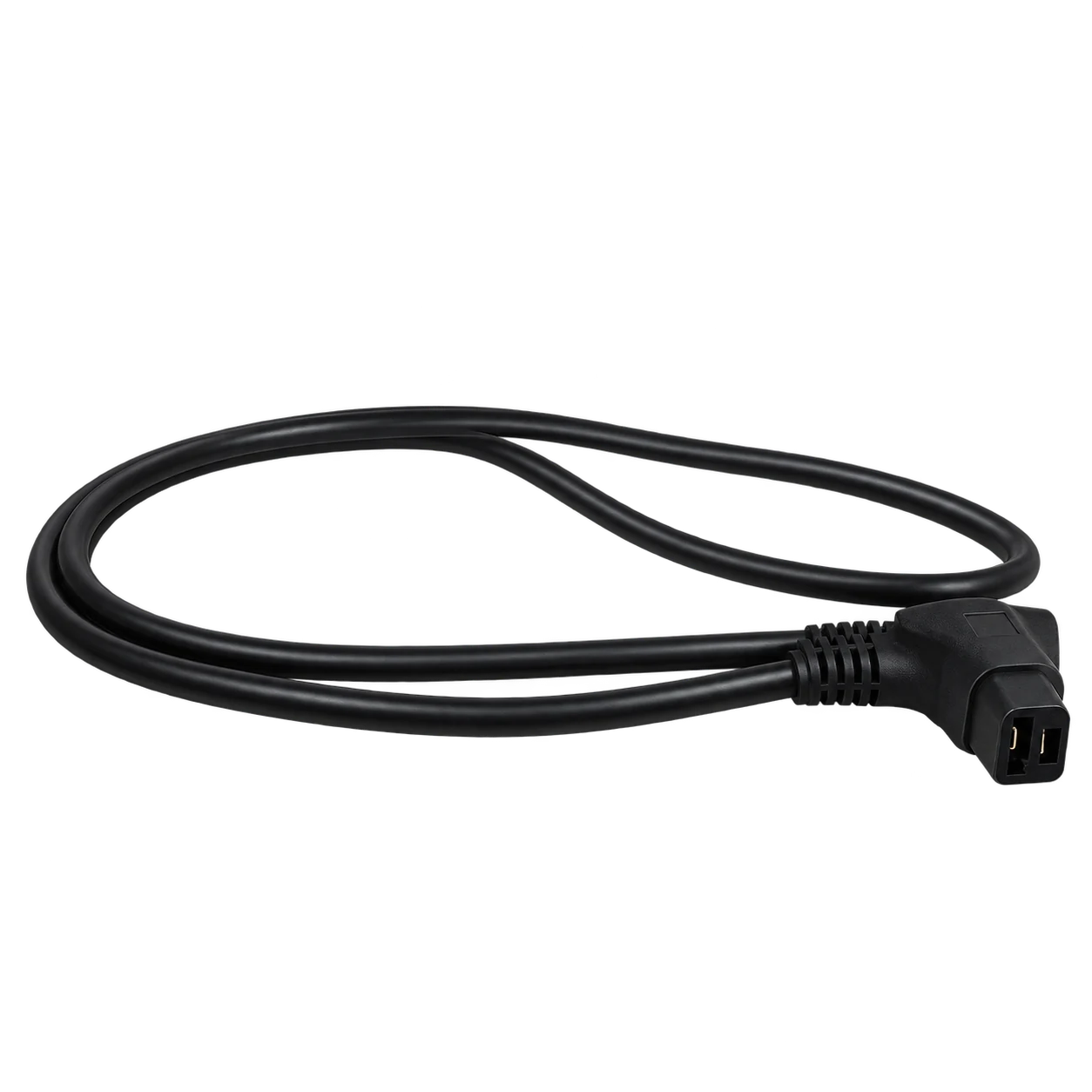 Black charging lead with a right-angle two-contact connector